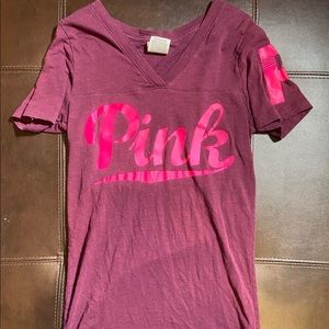 maroon victoria secret pink t-shirt